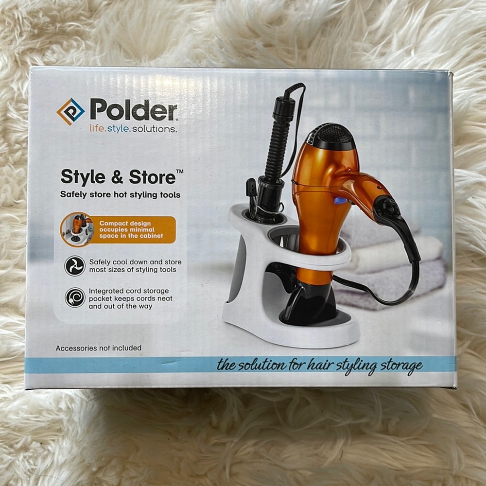 Style and Store hair styling storage. Safely store hot styling tools